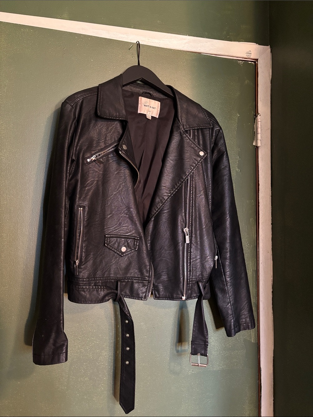 Matt & Nat Black Moto-Style Vegan Leather Jacket